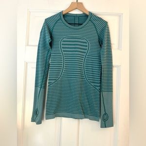 Lululemon Swiftly Tech Long Sleeve Shirt Stripped Green Size 4
